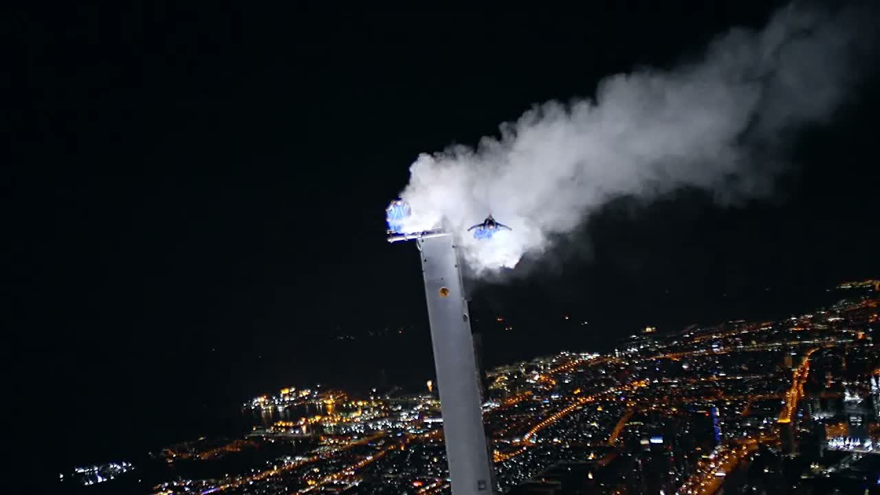 Night BASE Jump for PlayStation × X Dubai, FPV cinematography by André Larsen
